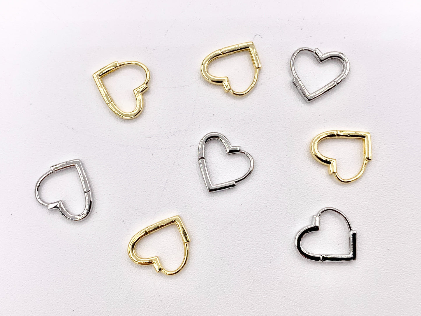 Dainty Puffy Heart Earring Huggies in 18K Gold or Silver Plated Copper 5 PAIRS