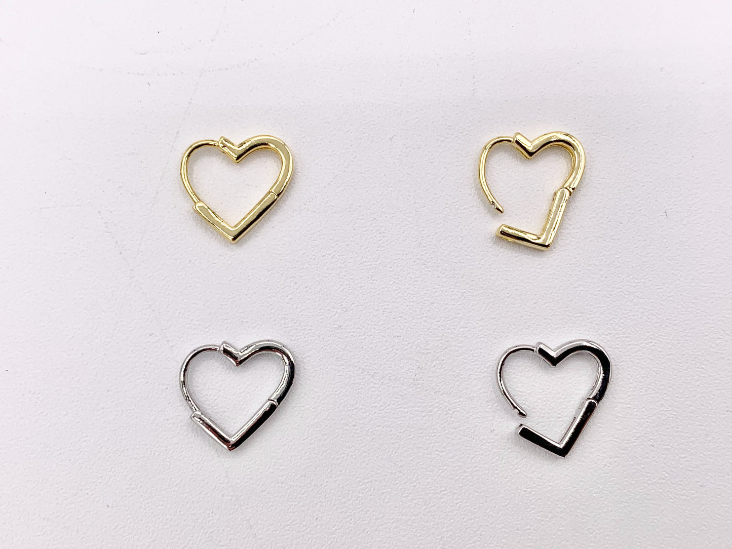 Dainty Heart 13mm Earring Huggies in 18K Gold or Silver Plated Copper 5 PAIRS