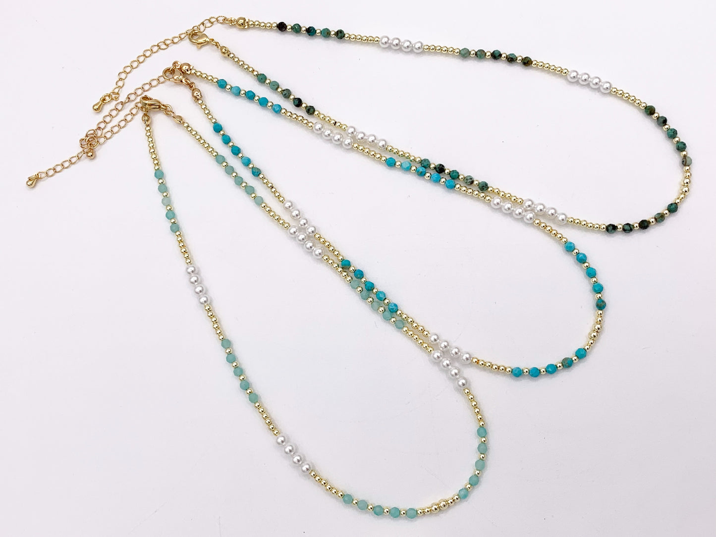 Delicate Assorted Stone Chokers 18K Gold Plated Hematite With Pearls Cute Choker Finished Necklace