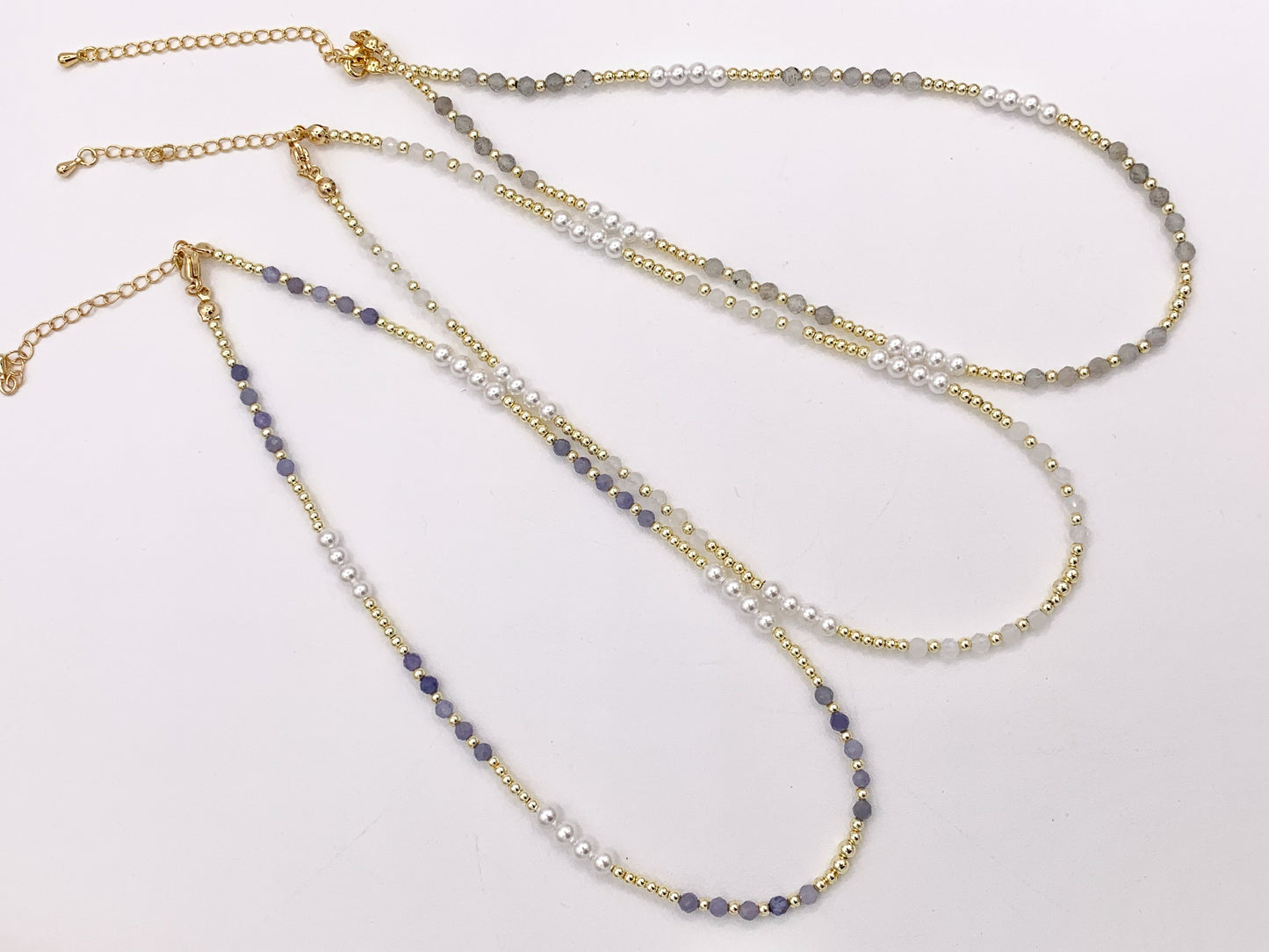Delicate Assorted Stone Chokers 18K Gold Plated Hematite With Pearls Cute Choker Finished Necklace