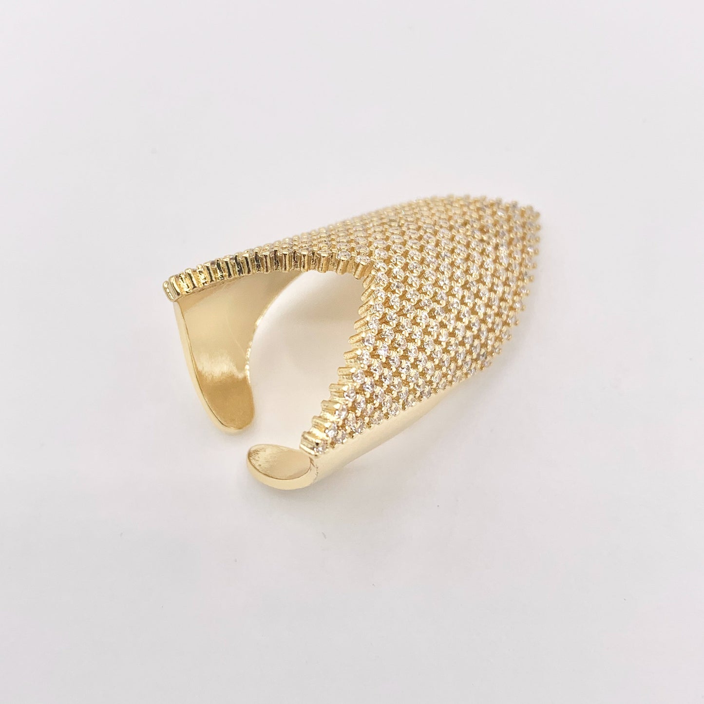 Chevron V Shaped Bulky Ring in CZ Pave Real Gold 18K Plated Copper Adjustable Ring 3 PCS