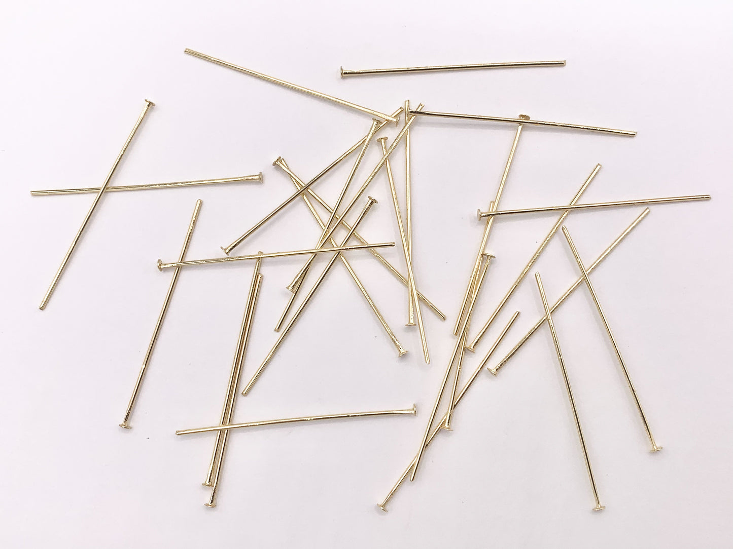 36mm/1.5 inches Gold Plated Flat Head Pins Beading Headpins Gauge 22