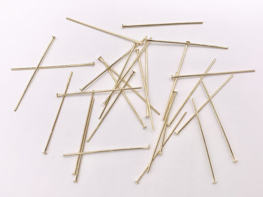 36mm/1.5 inches Gold Plated Flat Head Pins Beading Headpins Gauge 22