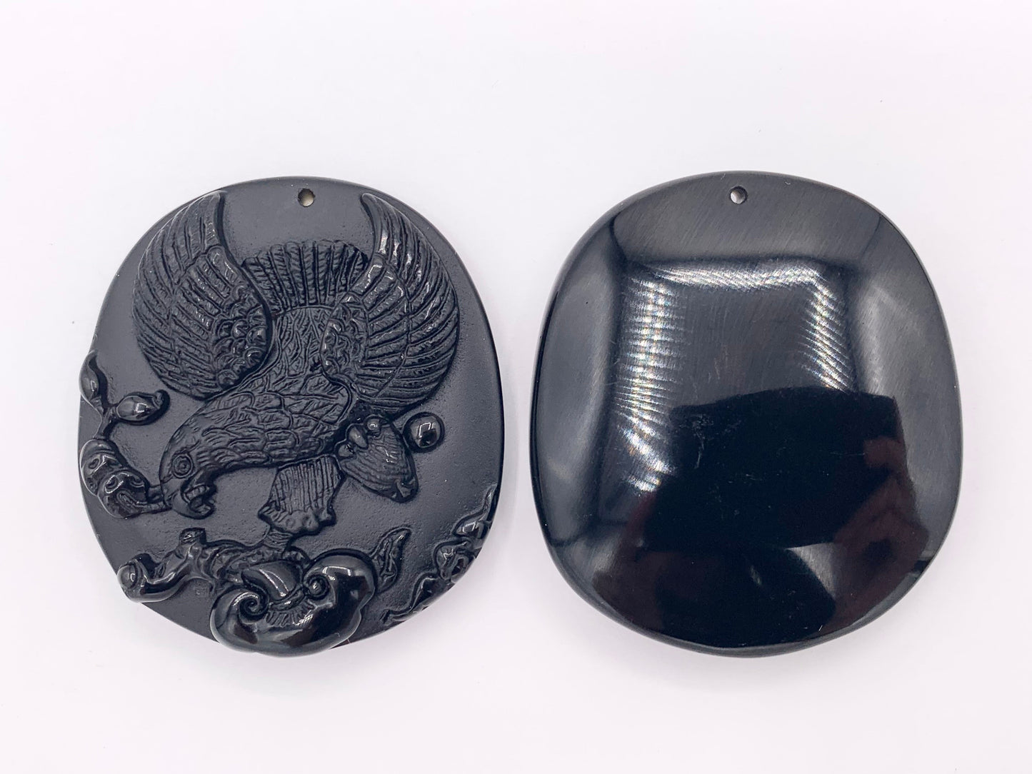 Natural Black Obsidian Eagle Pendants Beautiful Hand Carved Stone Pendant Sold By Piece