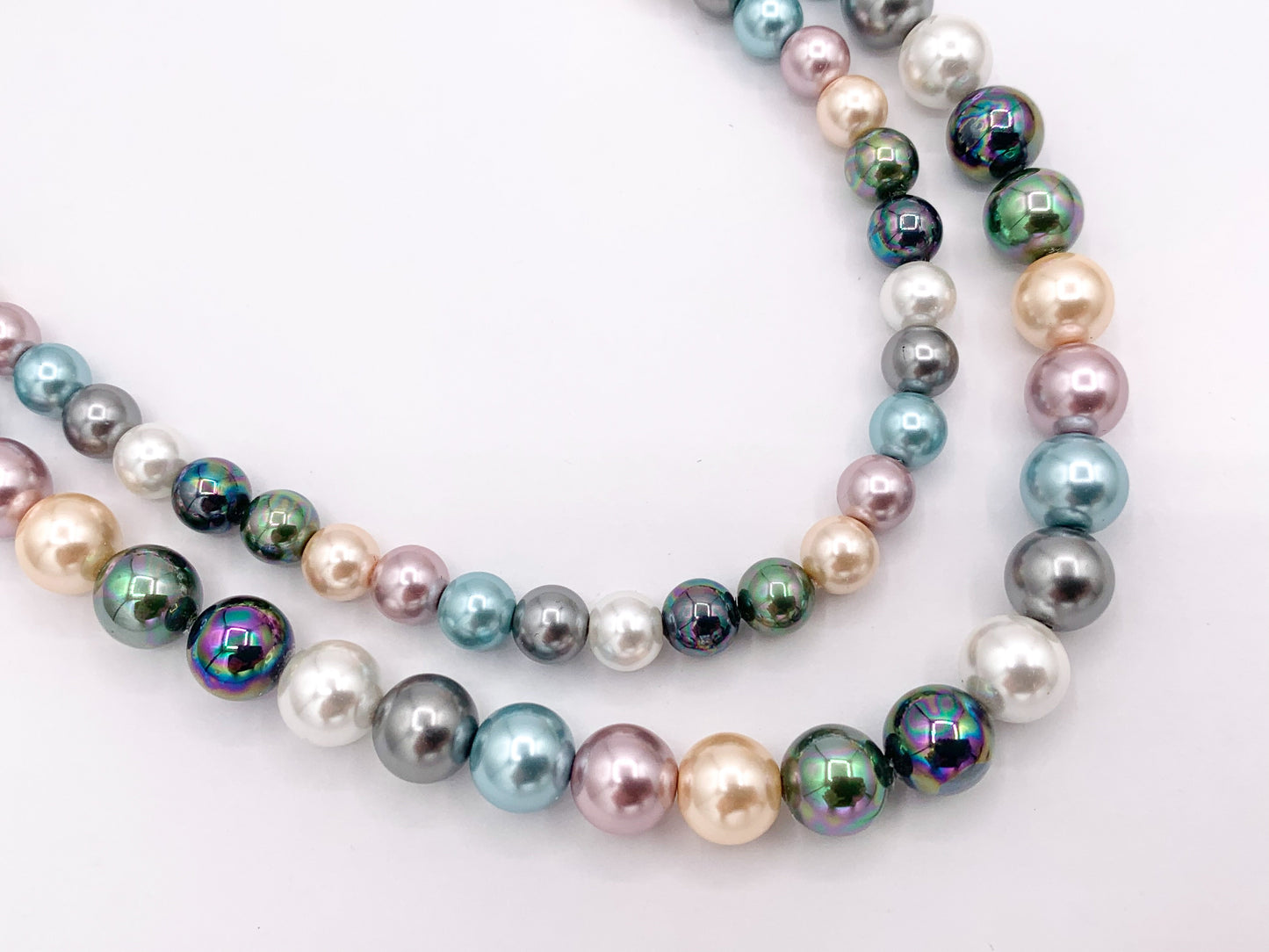 Delicate Dainty Minimalist Colorful Crystal Pearl Finished Necklace with Gold Plated Copper Findings 16" + 2" Extension 1 PC