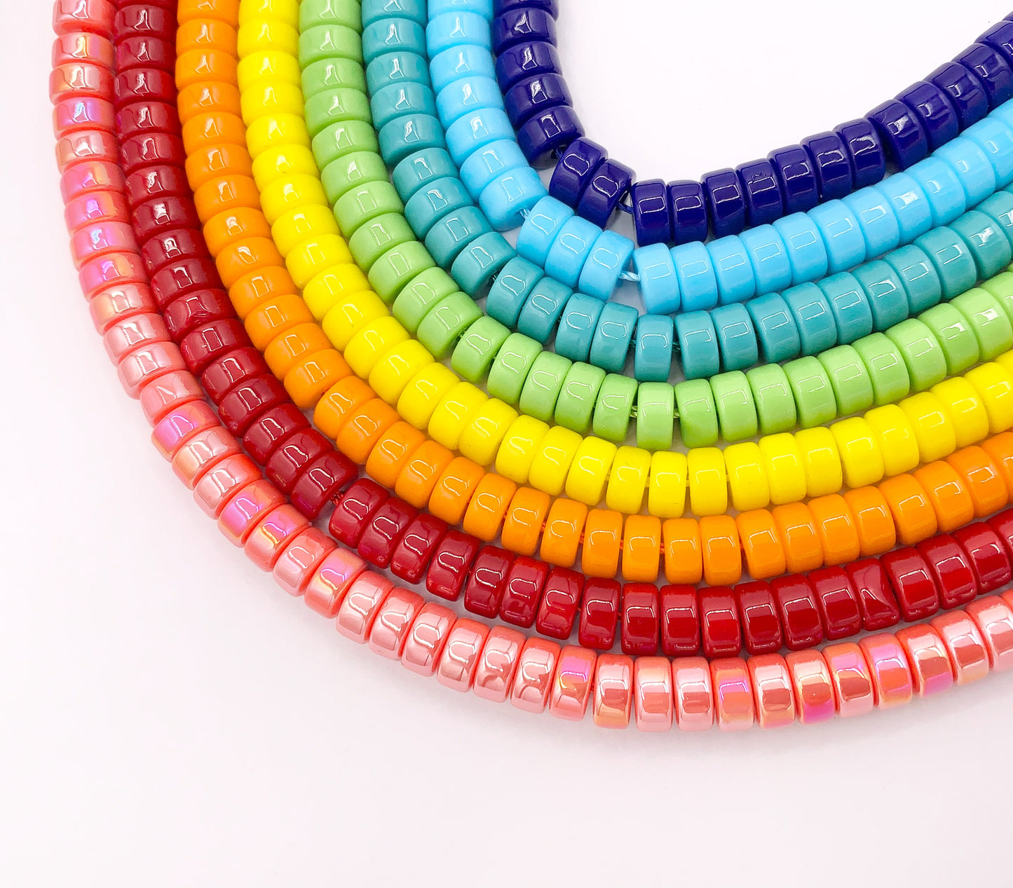 3x6mm Heishi Shiny Colorful Glass Beads For Jewelry Making Around 14-15" Price 1 Strand