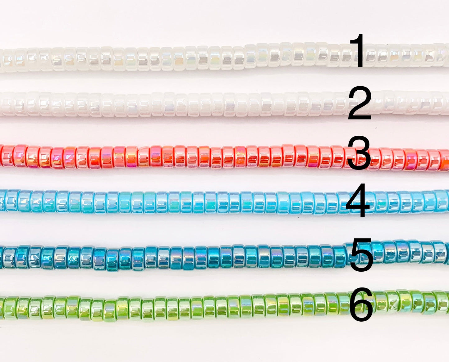 3x6mm Heishi Shiny Colorful Glass Beads For Jewelry Making Around 14-15" Price 1 Strand
