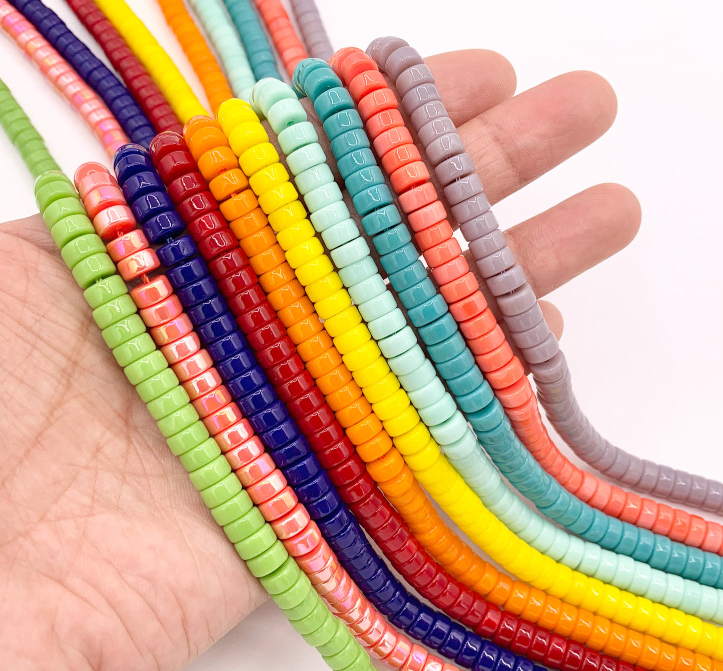 3x6mm Heishi Shiny Colorful Glass Beads For Jewelry Making Around 14-15" Price 1 Strand