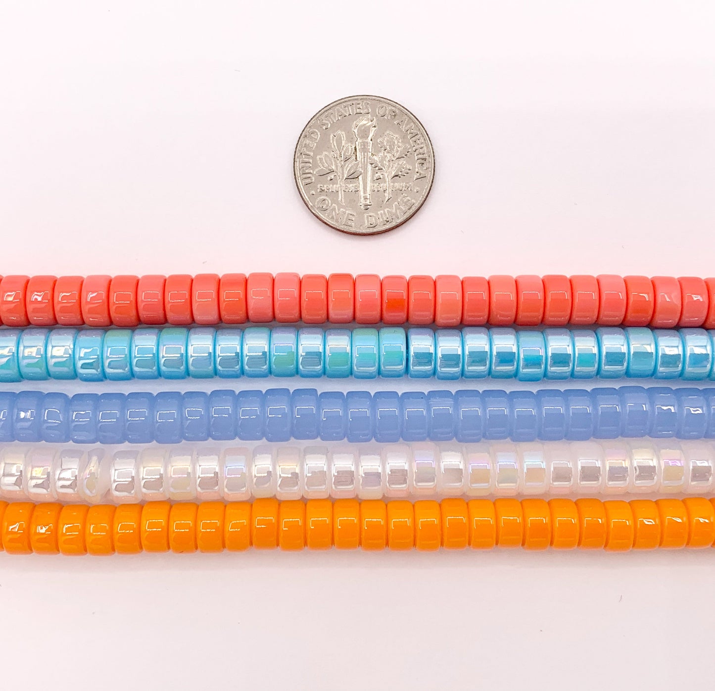 3x6mm Heishi Shiny Colorful Glass Beads For Jewelry Making Around 14-15" Price 1 Strand