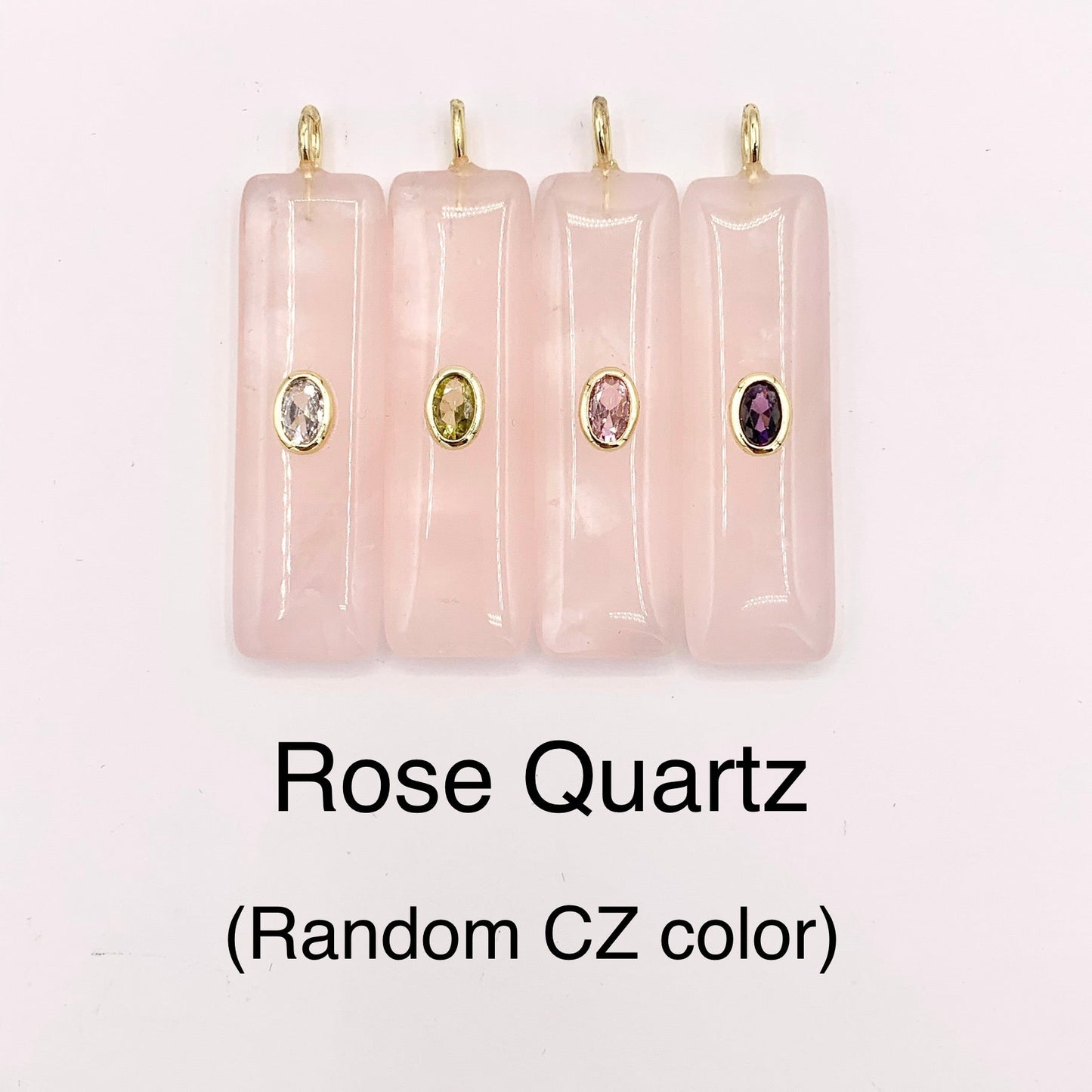 13x45mm Natural Gemstone Puffy Rectangle Shape Charm with Colorful CZ Pave | Amethyst/ Lapis/ Black Obsidian/ Tiger's Eye & More 1 PC