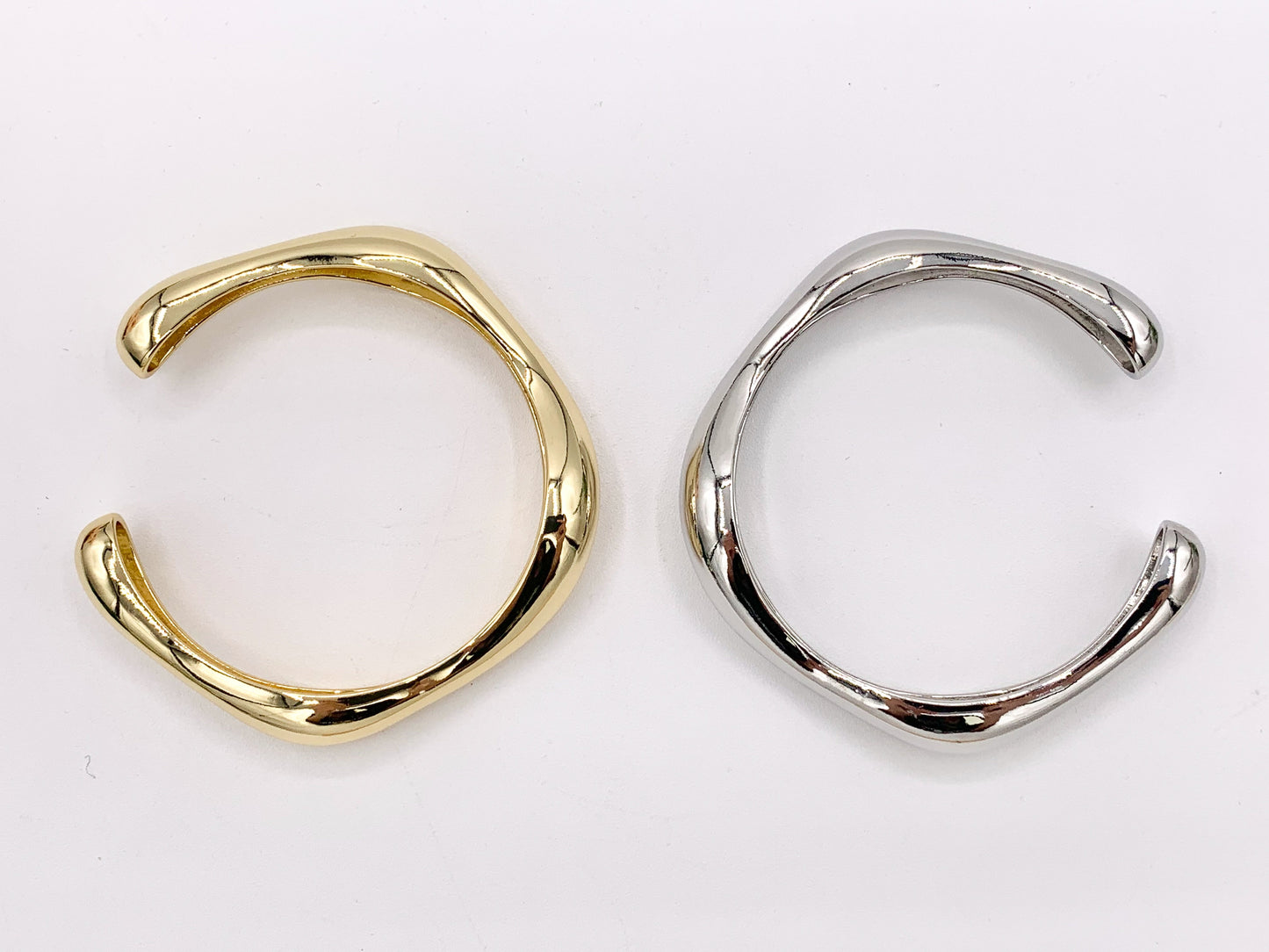 Chunky Thick Freeform Plain Adjustable Bracelet Cuffs in 18K Gold Plating or Silver Plating 1PC