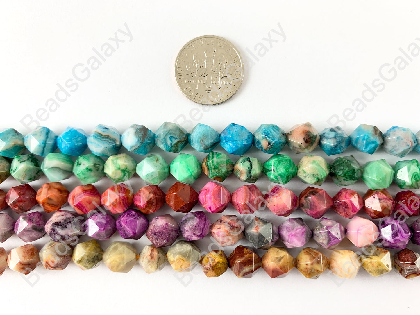 Handcut Dyed Crazy Lace Agate Gemstones Starcut Faceted Natural Gemstone Beads Around 15"