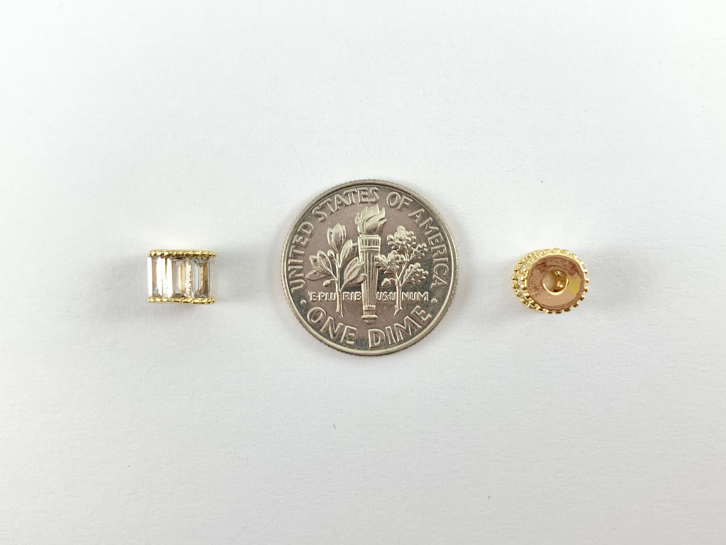 Baguette Spacer Beads | Real Gold 18K Plated Micro CZ Pave Tiny Barrel Space Beads Over Brass for Jewelry Making 8PCS