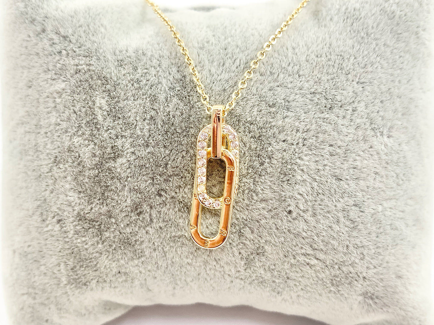 FOREVER Oval Link Charm Real 18K Gold/Platinum Plated CZ Pave Over Copper Valentine's Day Pendant | Gifts For Her (Chains Not Included) 6PCS