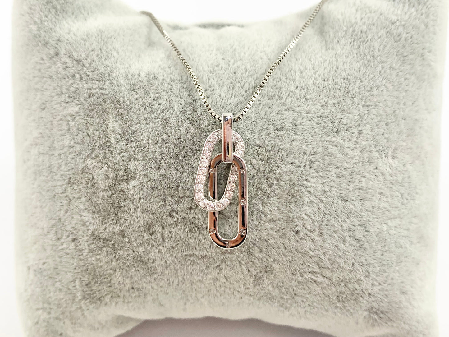 FOREVER Oval Link Charm Real 18K Gold/Platinum Plated CZ Pave Over Copper Valentine's Day Pendant | Gifts For Her (Chains Not Included) 6PCS
