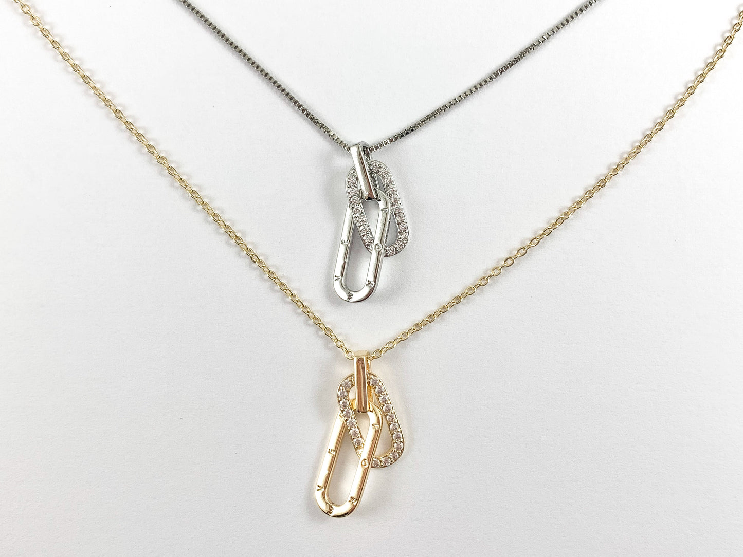 FOREVER Oval Link Charm Real 18K Gold/Platinum Plated CZ Pave Over Copper Valentine's Day Pendant | Gifts For Her (Chains Not Included) 6PCS
