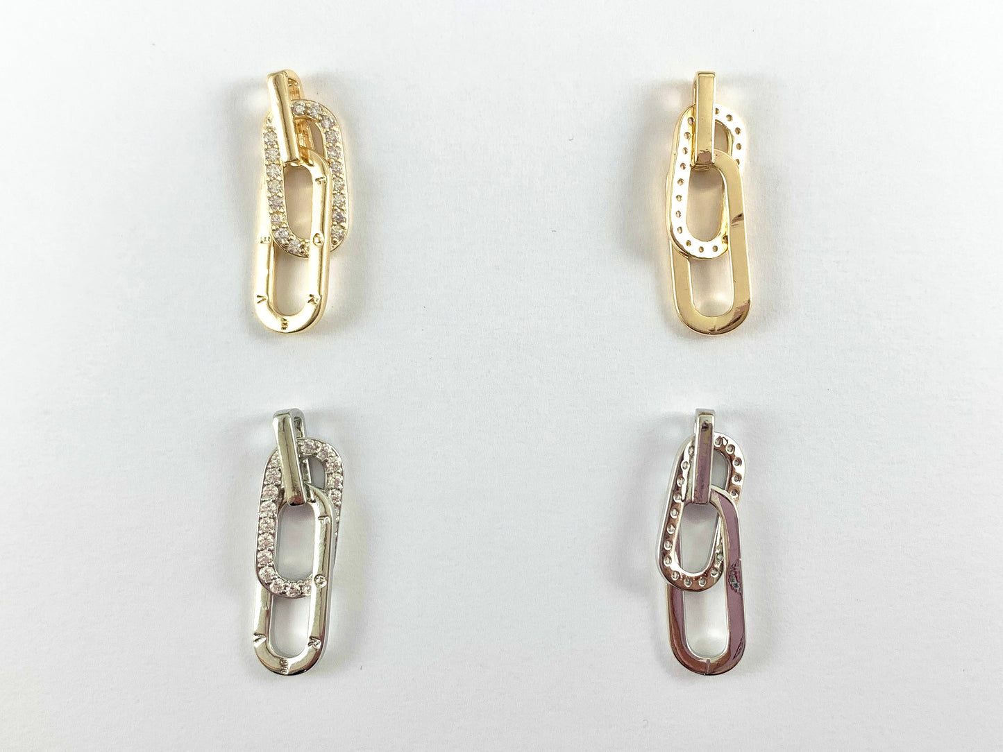 FOREVER Oval Link Charm Real 18K Gold/Platinum Plated CZ Pave Over Copper Valentine's Day Pendant | Gifts For Her (Chains Not Included) 6PCS