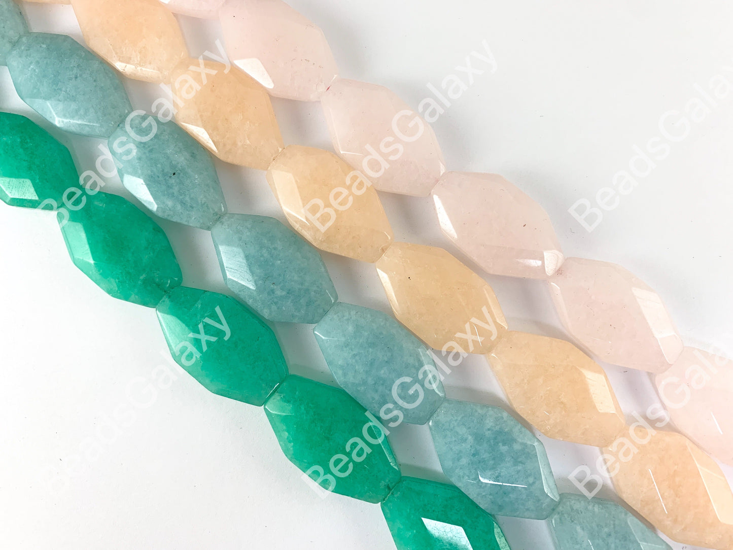Dyed Pastel Jade Octagon Faceted Flat Natural Stone Beads Around 15"