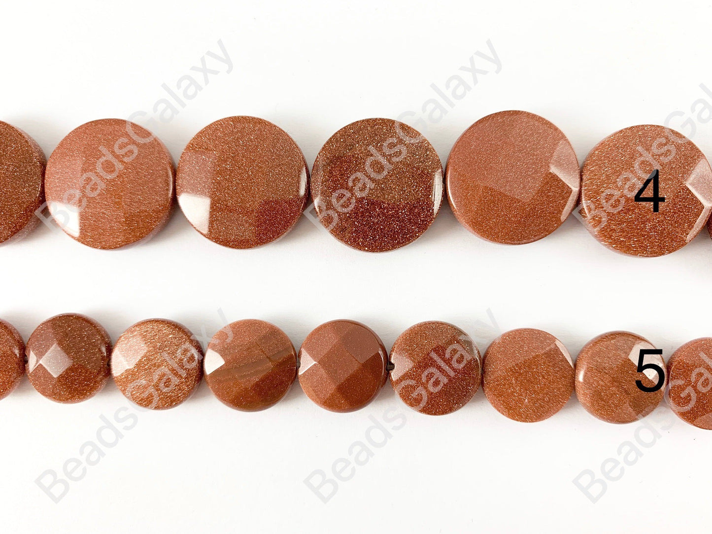Reddish-Brown Glittering Goldstone Teardrop/ Rectangle/ Oval/ Coin Shape Flat Beads Around 15"