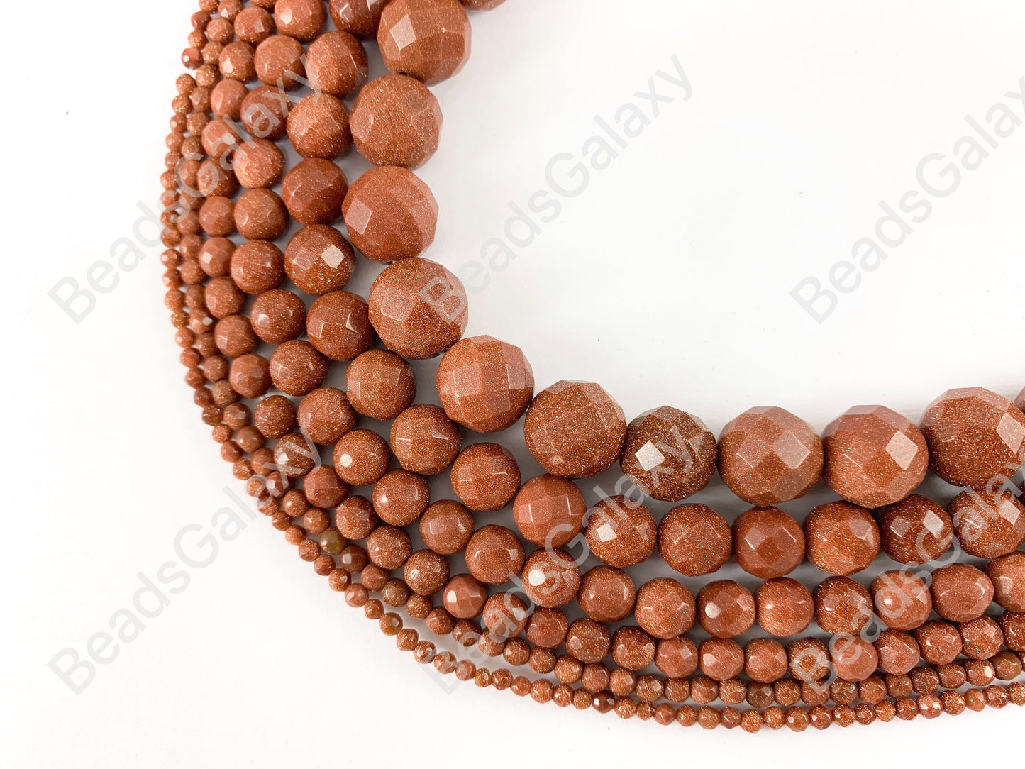 Reddish-Brown Glittering Goldstone faceted Round Beads Around 15"