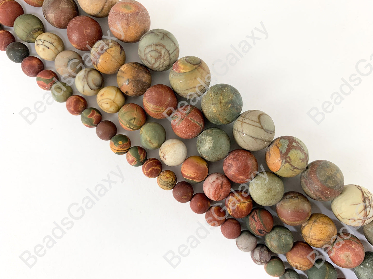 Matte Picasso Jasper/Red Creek Jasper Round Smooth Natural Gemstone Beads 14"- 15"