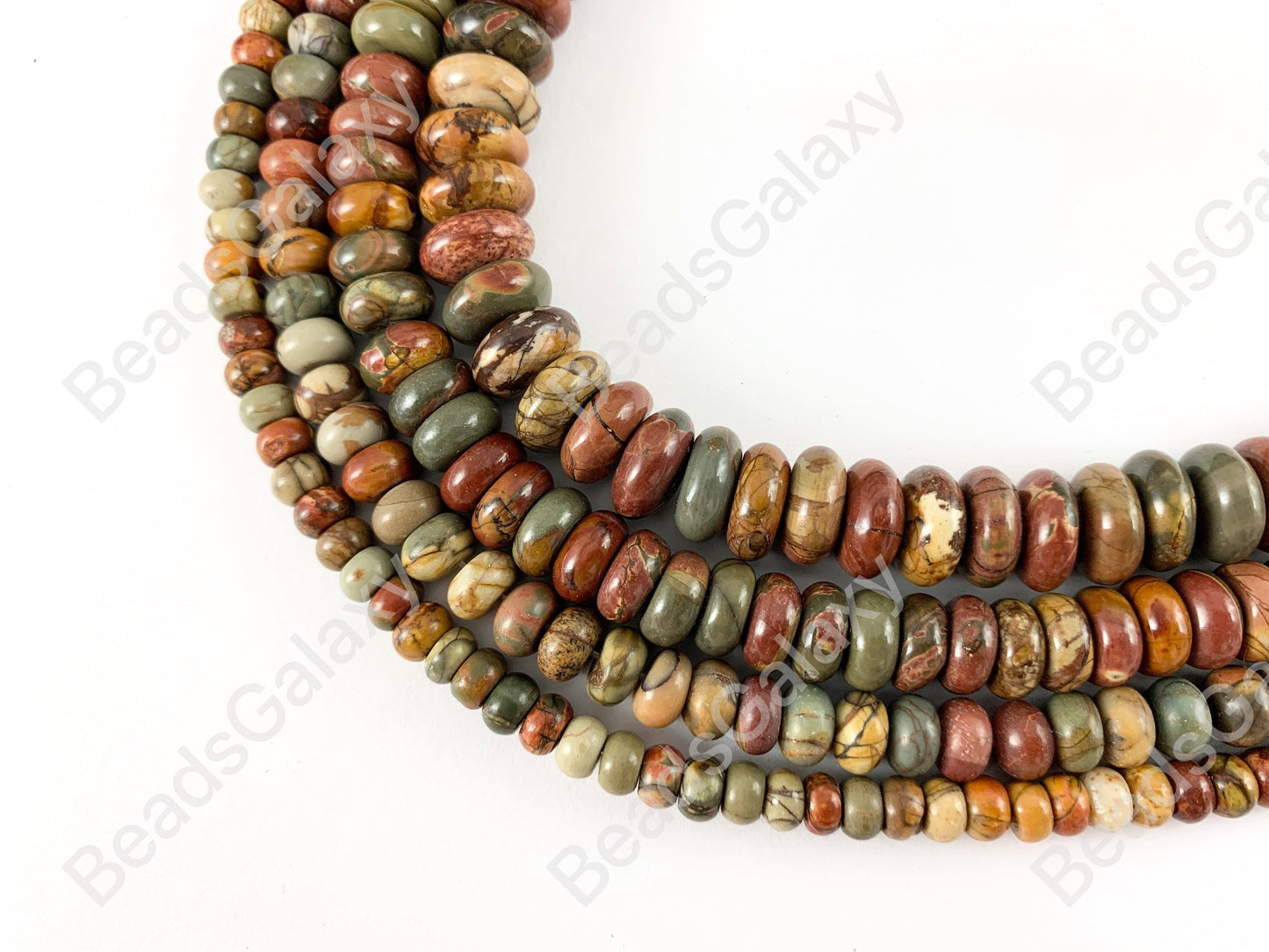 Picasso Jasper/Red Creek Jasper Rondelle Smooth Natural Gemstone Beads 14"- 15"