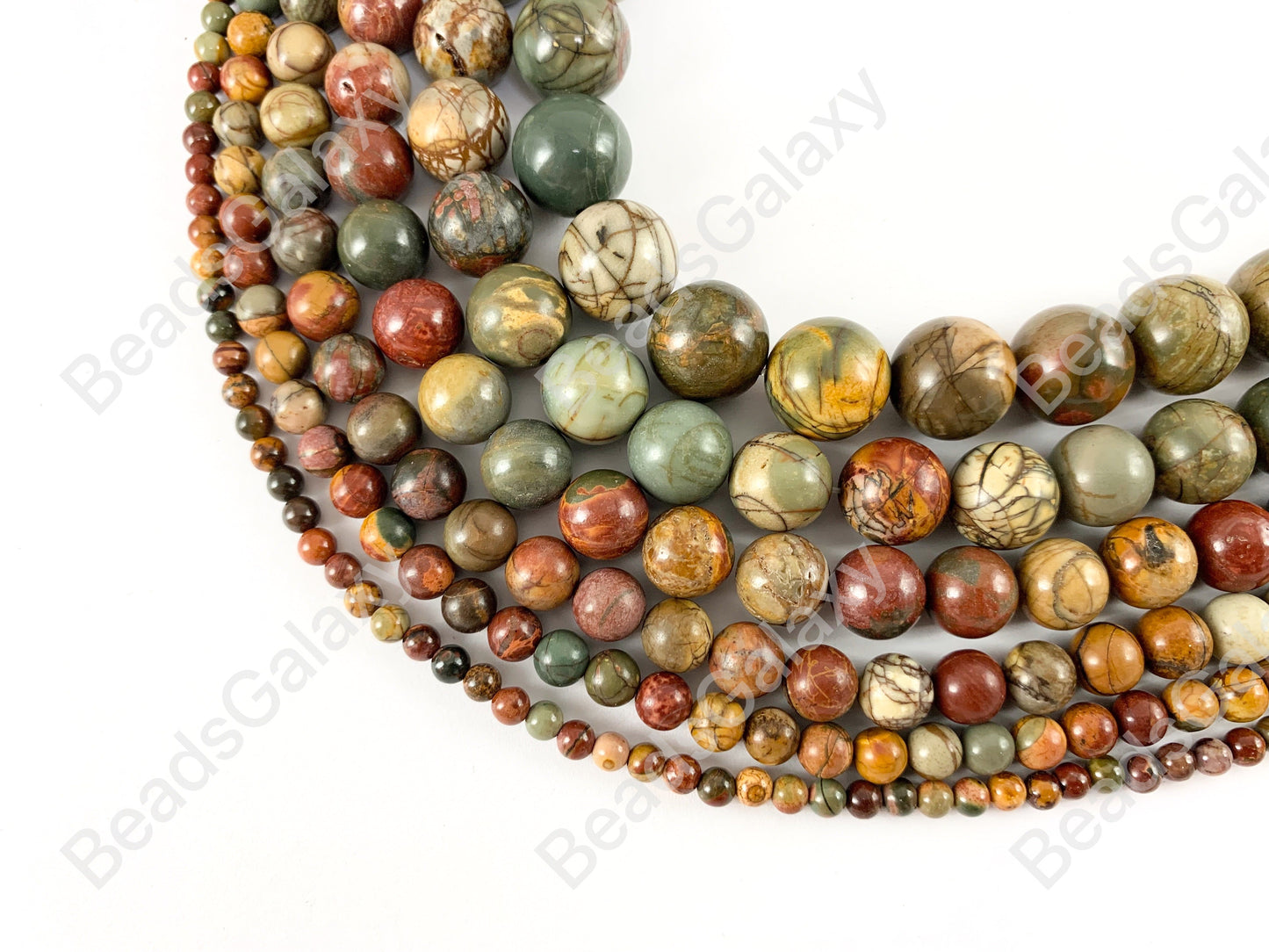 Picasso Jasper/Red Creek Jasper Round Smooth Shiny Natural Gemstone Beads 14"- 15"