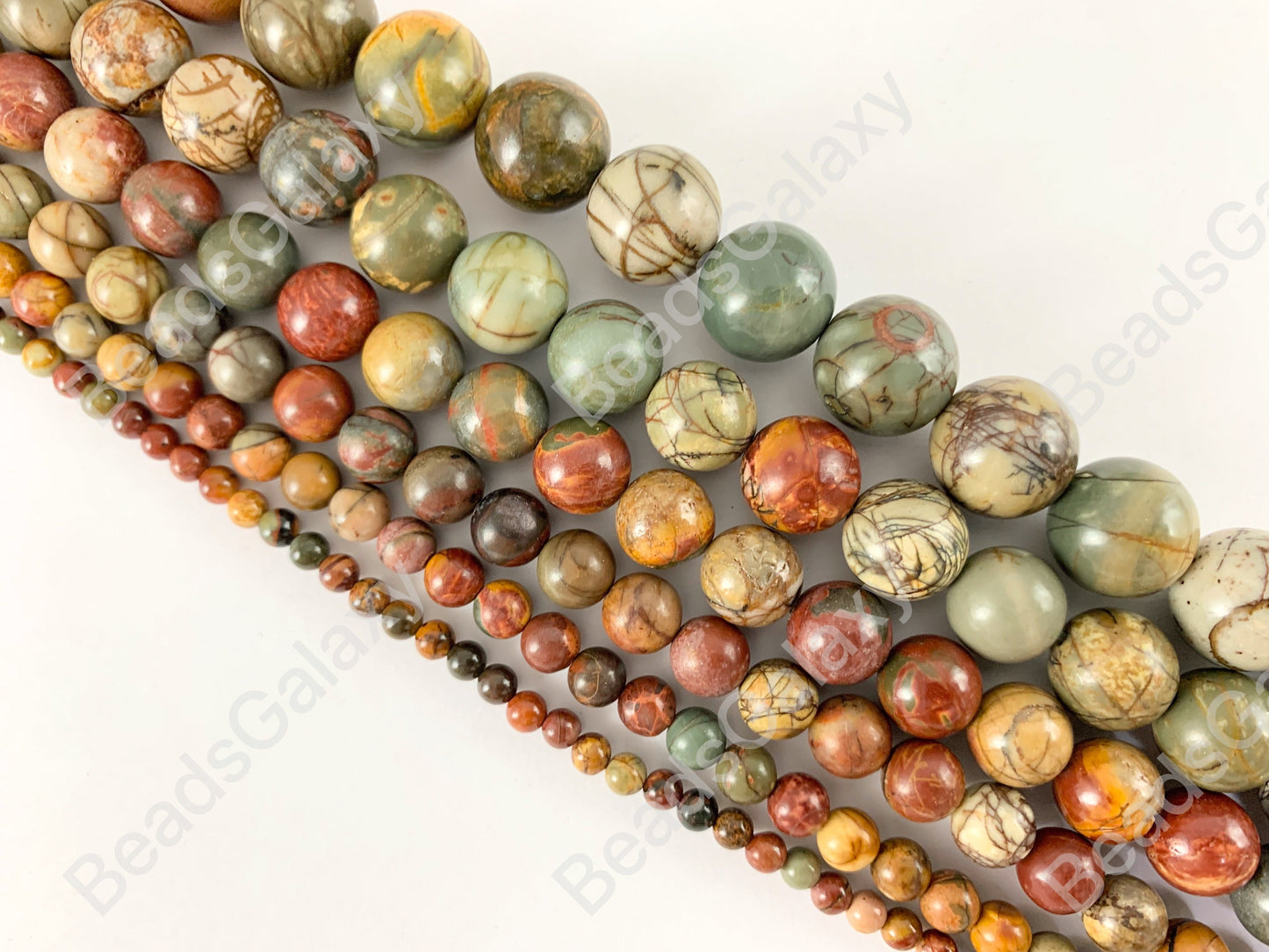 Picasso Jasper/Red Creek Jasper Round Smooth Shiny Natural Gemstone Beads 14"- 15"