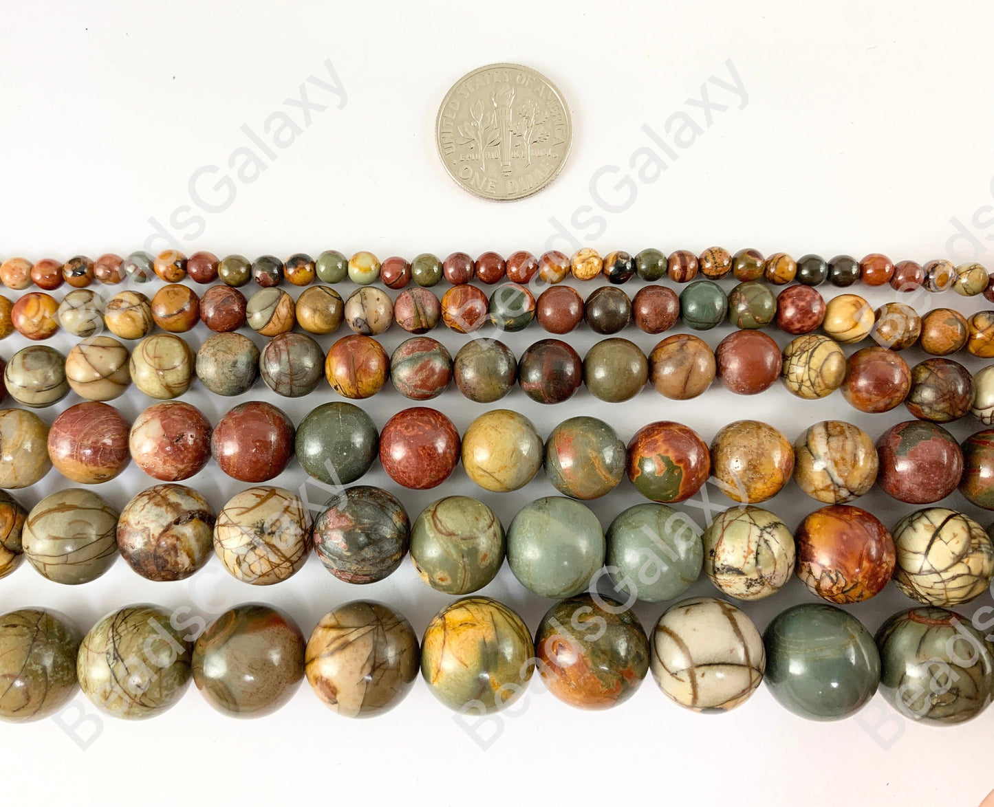 Picasso Jasper/Red Creek Jasper Round Smooth Shiny Natural Gemstone Beads 14"- 15"