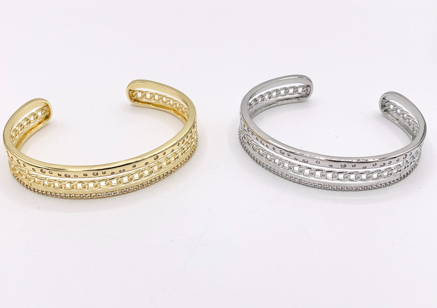 Oval Link Filigree Bracelet Cuff in Gold or Silver Plated Adjustable Bracelet Cuffs over Brass 1 PC