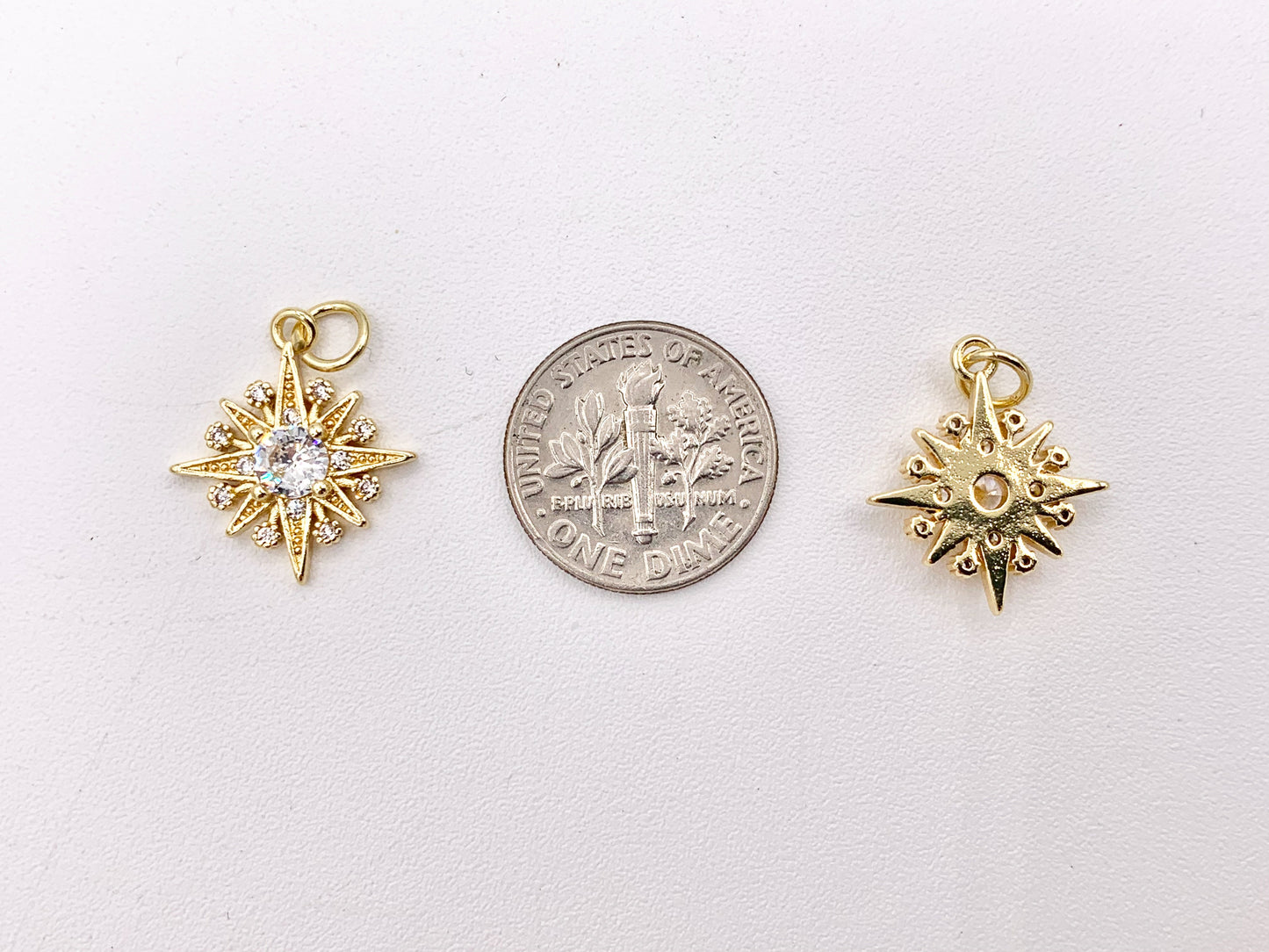 Micro CZ Starburst Pave Pendant in Real Gold/Platinum 18K Plated Brass 8 PCS