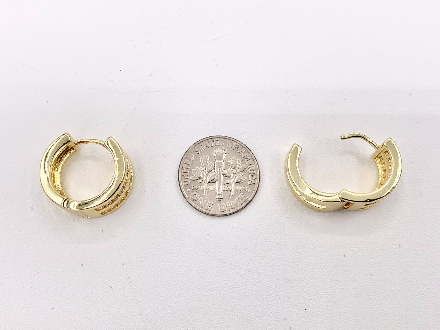 Baguette Micro Pave CZ Earring Hoop Huggies in Real 18K Gold/Silver Plated Copper 3 PAIRS