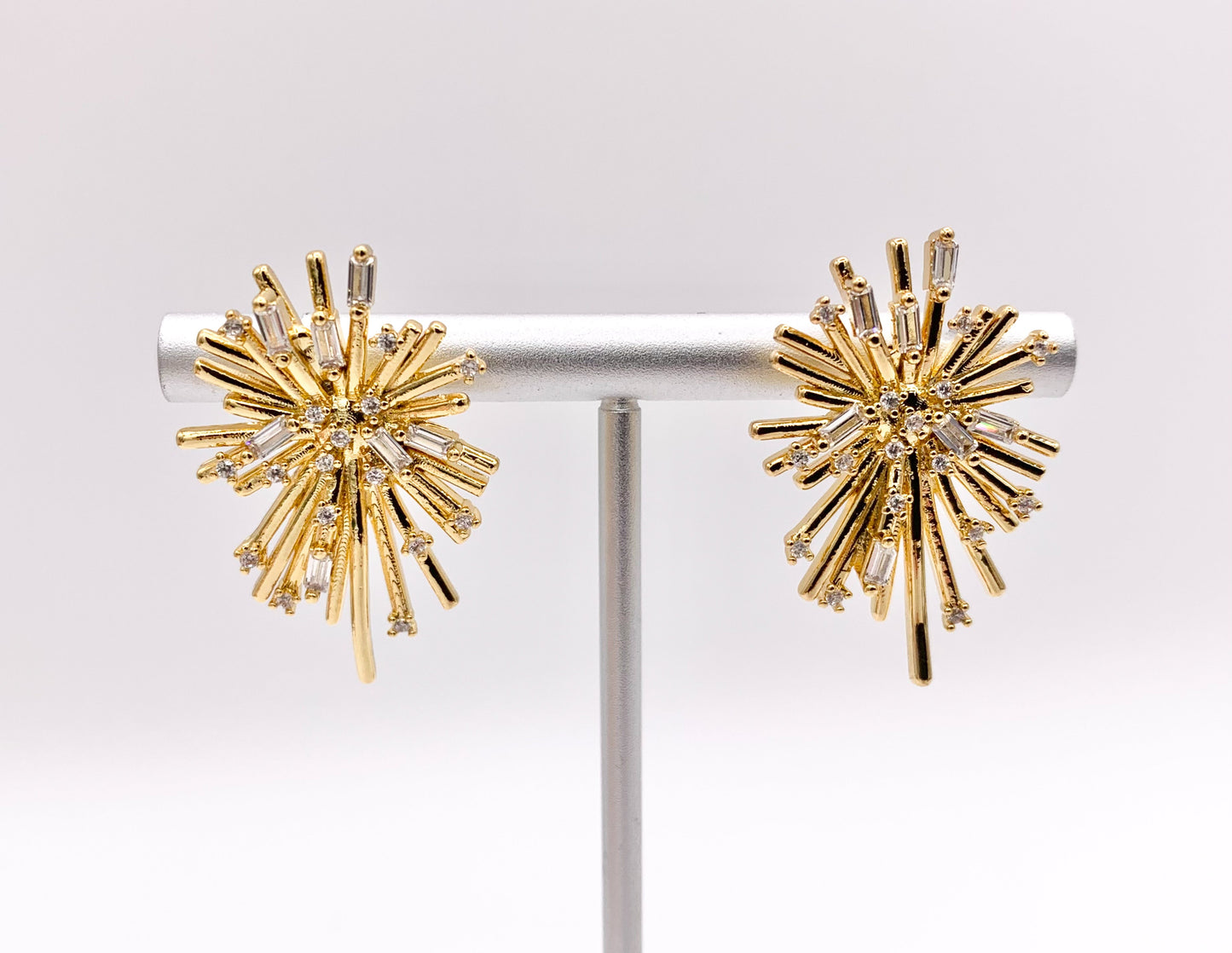 Luxury Fireworks CZ Pave Earrings in 18k Gold and Silver Over Copper 3 PAIRS