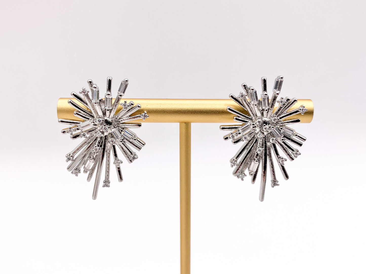 Luxury Fireworks CZ Pave Earrings in 18k Gold and Silver Over Copper 3 PAIRS