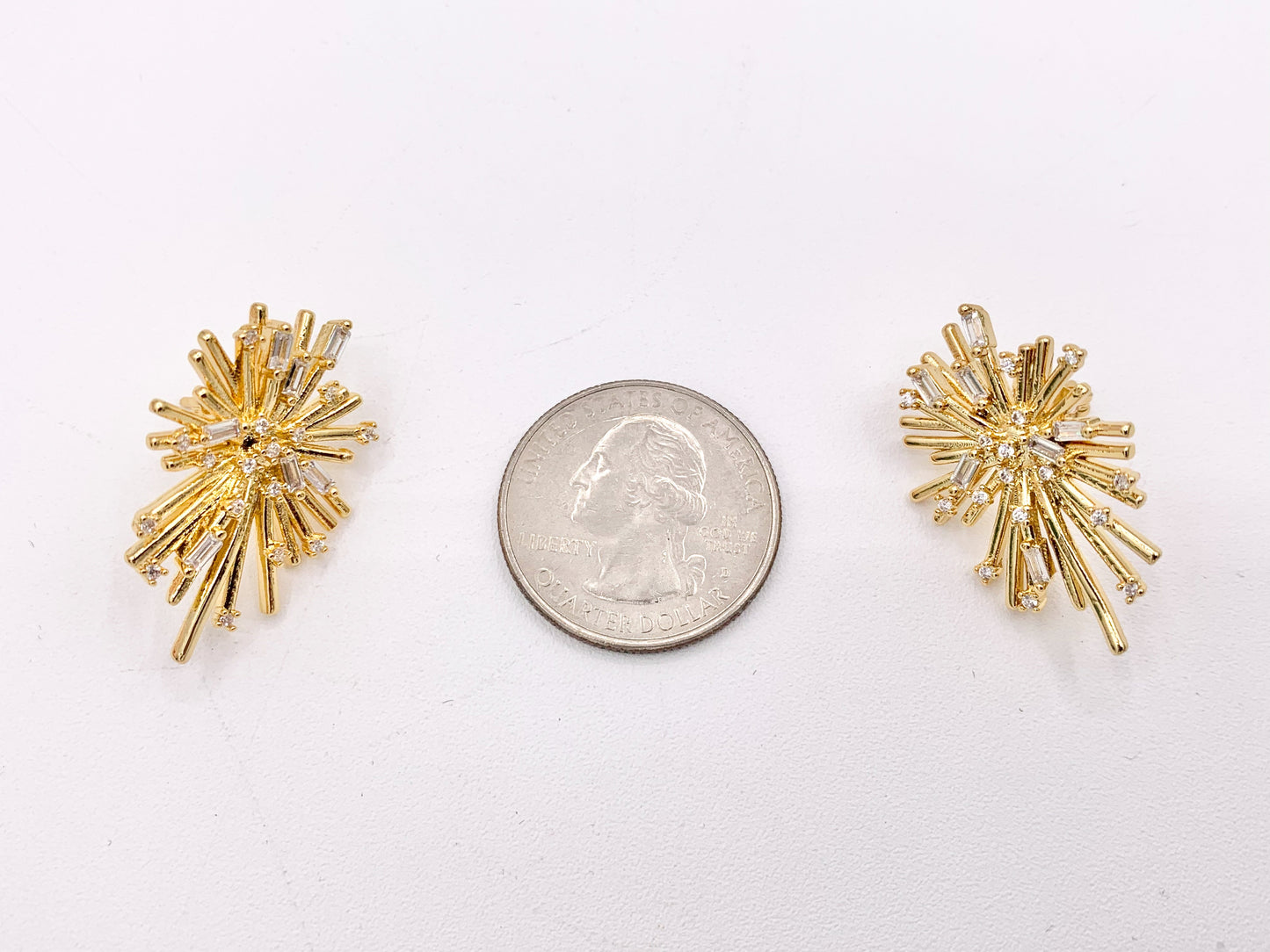 Luxury Fireworks CZ Pave Earrings in 18k Gold and Silver Over Copper 3 PAIRS