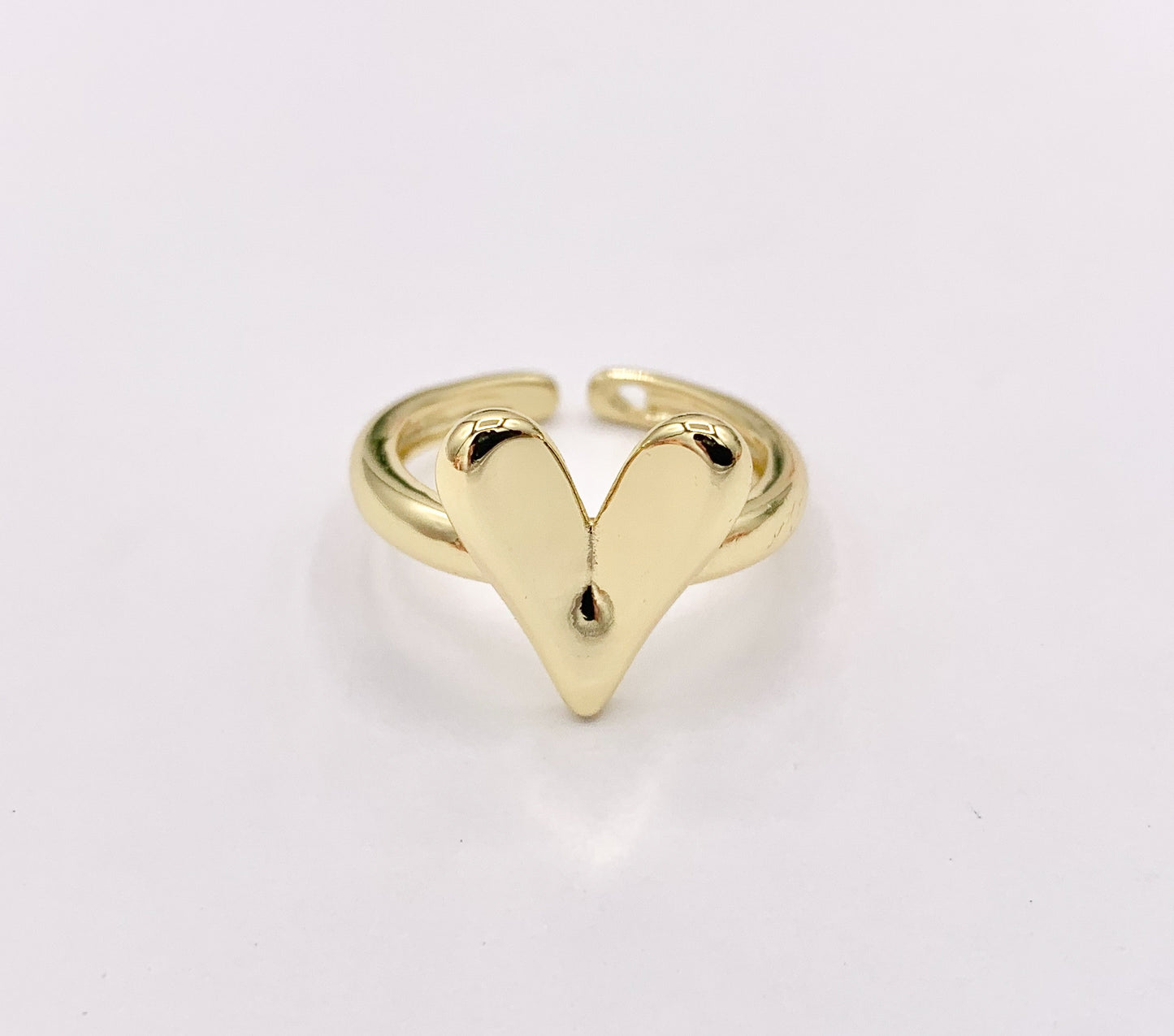 Plain Simple Heart Adjustable Ring in Real Gold 18K Plated Copper 6 PCS