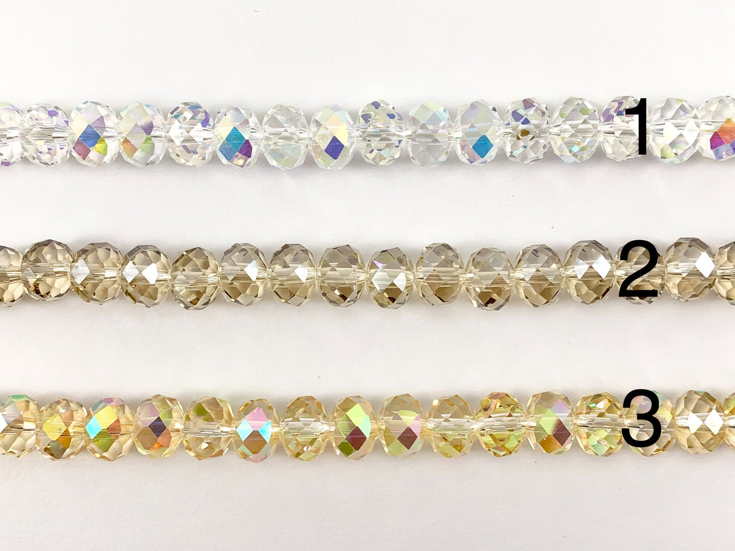 8x10mm High Quality Crystal Rondelle Faceted Shiny Rondel Crystal Beads Strand Available in 6 Colors