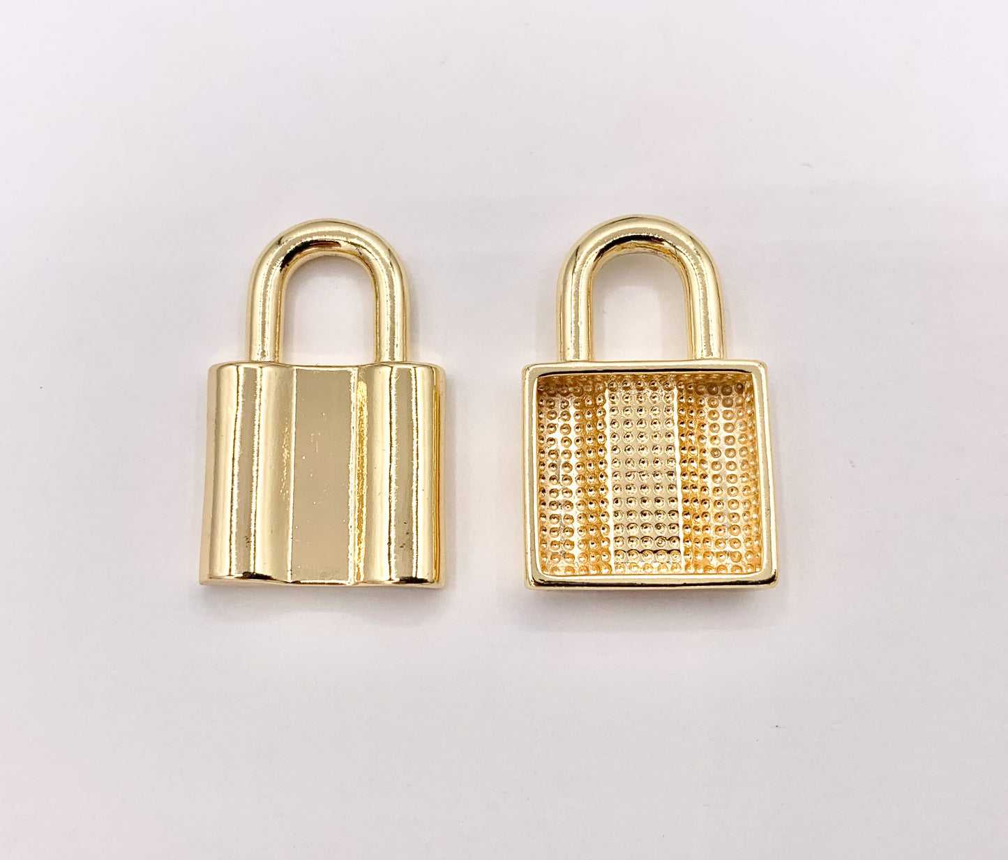 Lock Charm One Sided Padlock Pendants in 18K Gold Plated Brass 6PCS