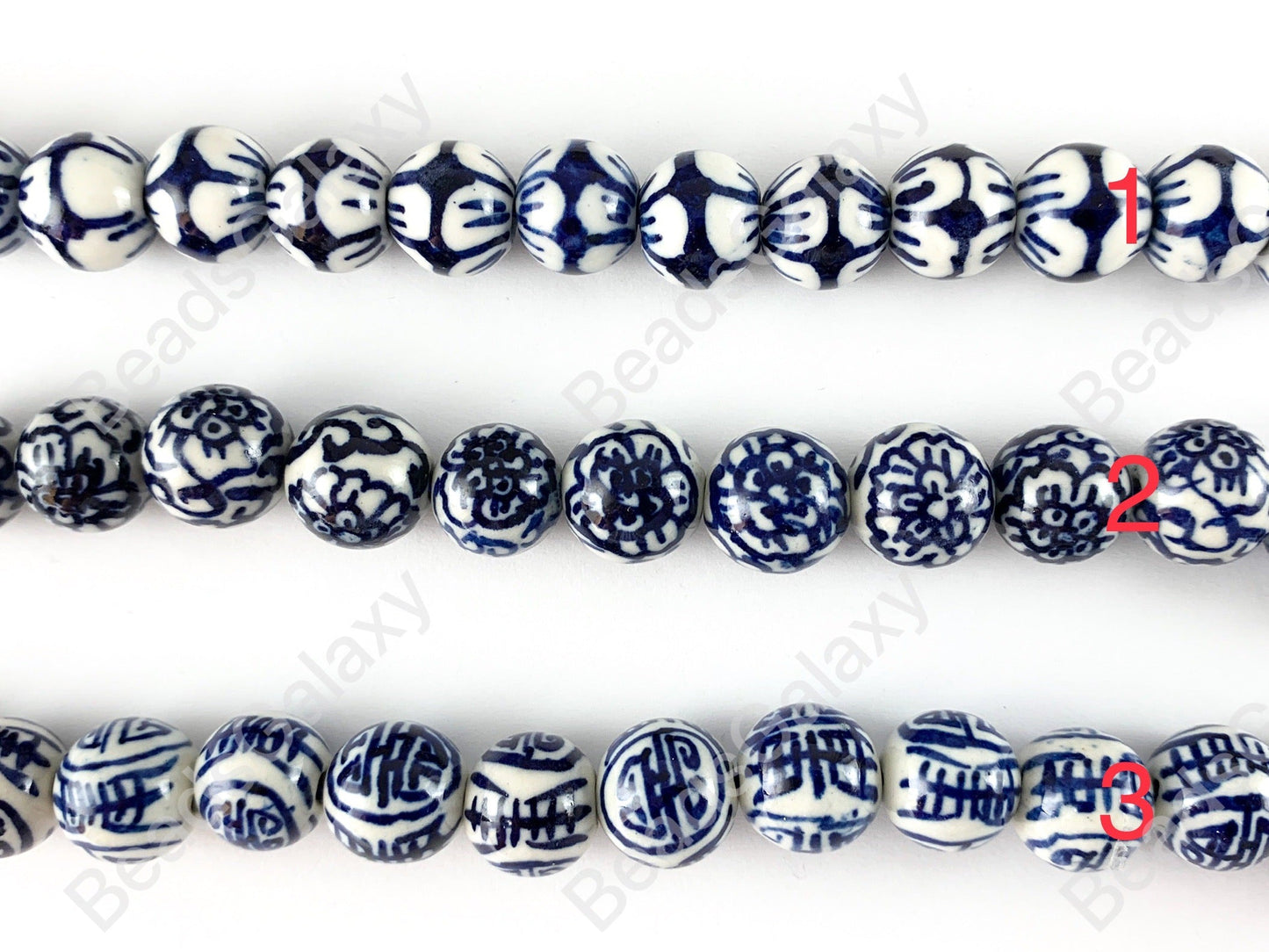 12mm Hand Painted China Porcelain Ceramic Blue White Cloisonne Vintage Antique Round Beads