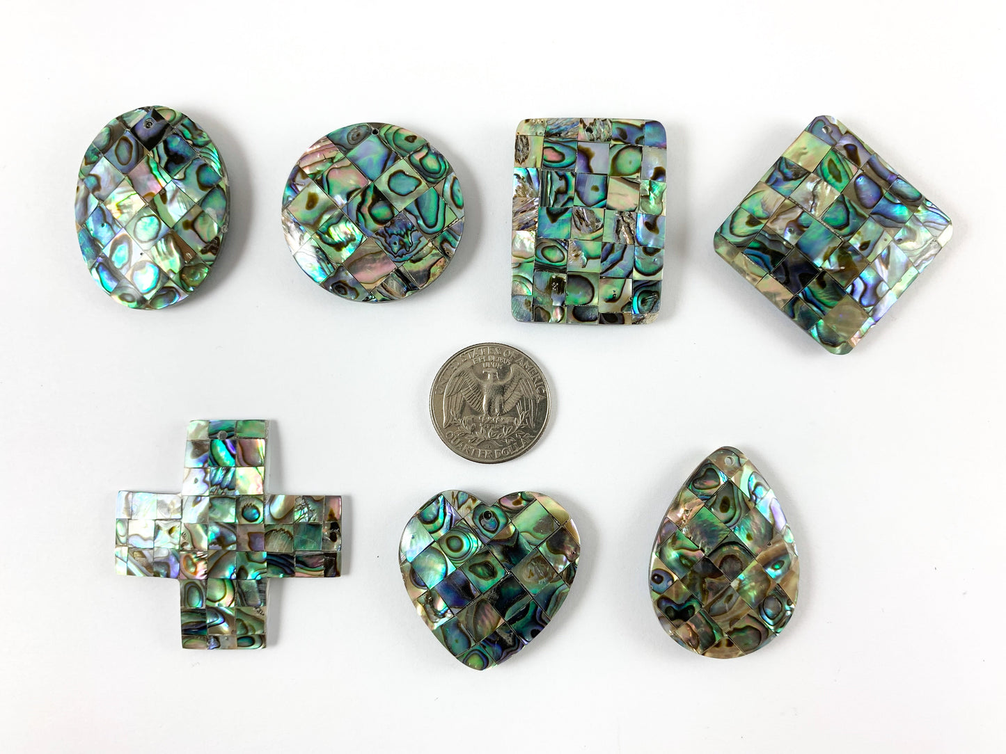 Abalone Large Oval/ Rectangle/ Coin/ Cross/ Heart/ Diamond/ Teardrop Shape Pendant Summer Time Beach Jewelry Home Decoration