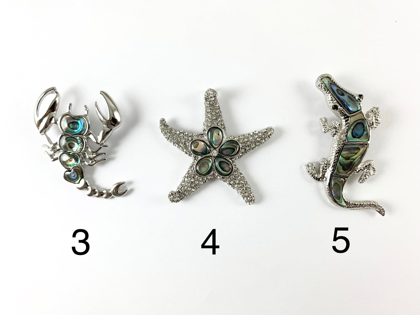 Natural Abalone White Lip Shell Animals Rhinestone Pendant Turtle Scorpion Starfish Crocodile/Alligator Beach Jewelry Decoration