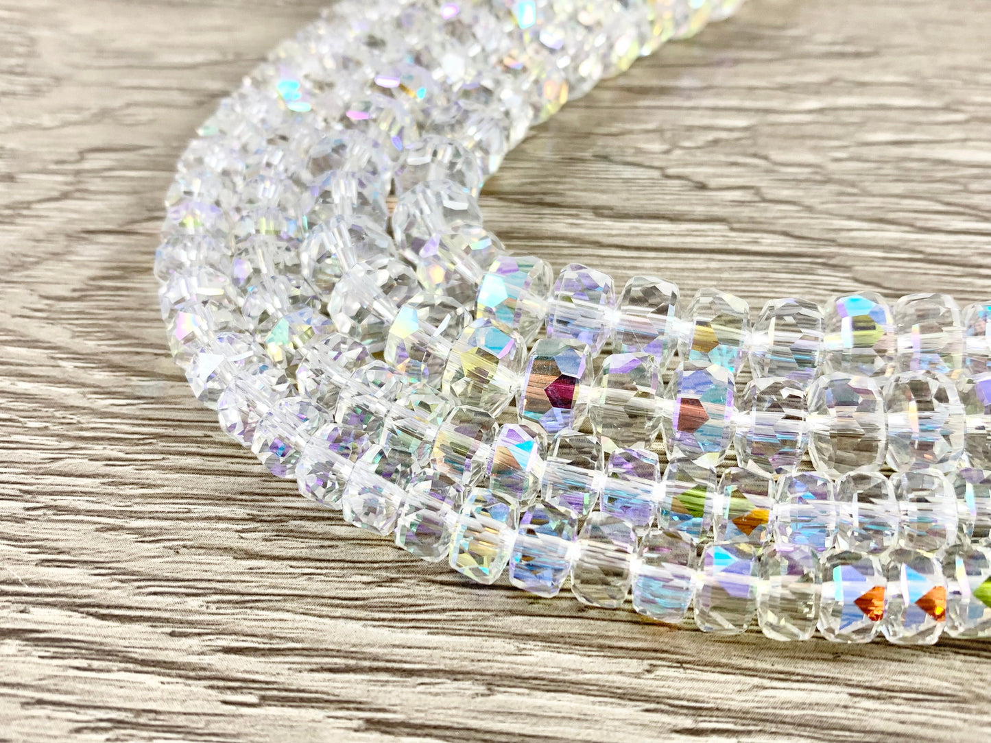 High Quality Crystal Wheel Shape Faceted Super Shiny Clear AB Rondel Crystal Beads Strand Available in 2 Sizes