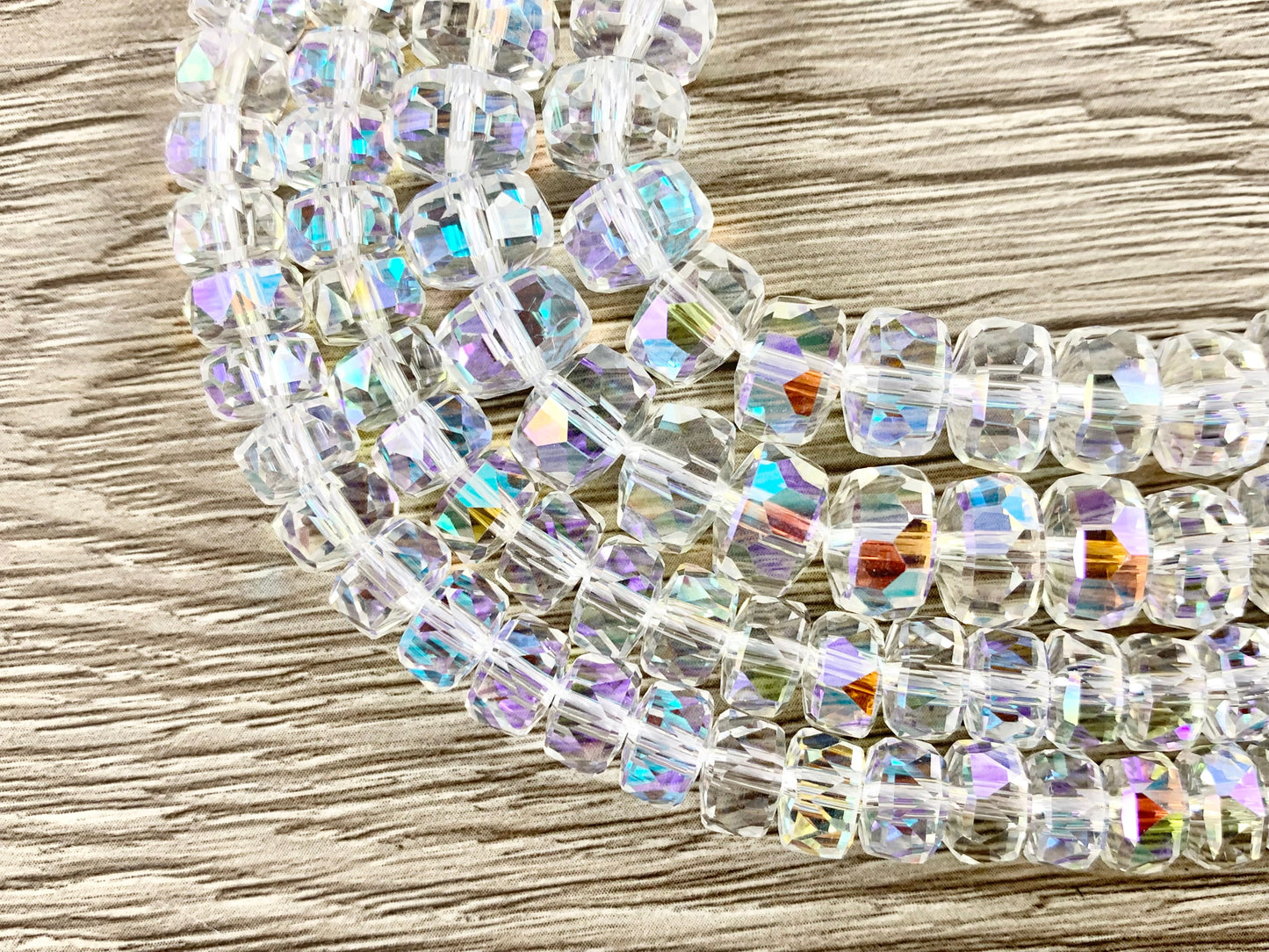 High Quality Crystal Wheel Shape Faceted Super Shiny Clear AB Rondel Crystal Beads Strand Available in 2 Sizes