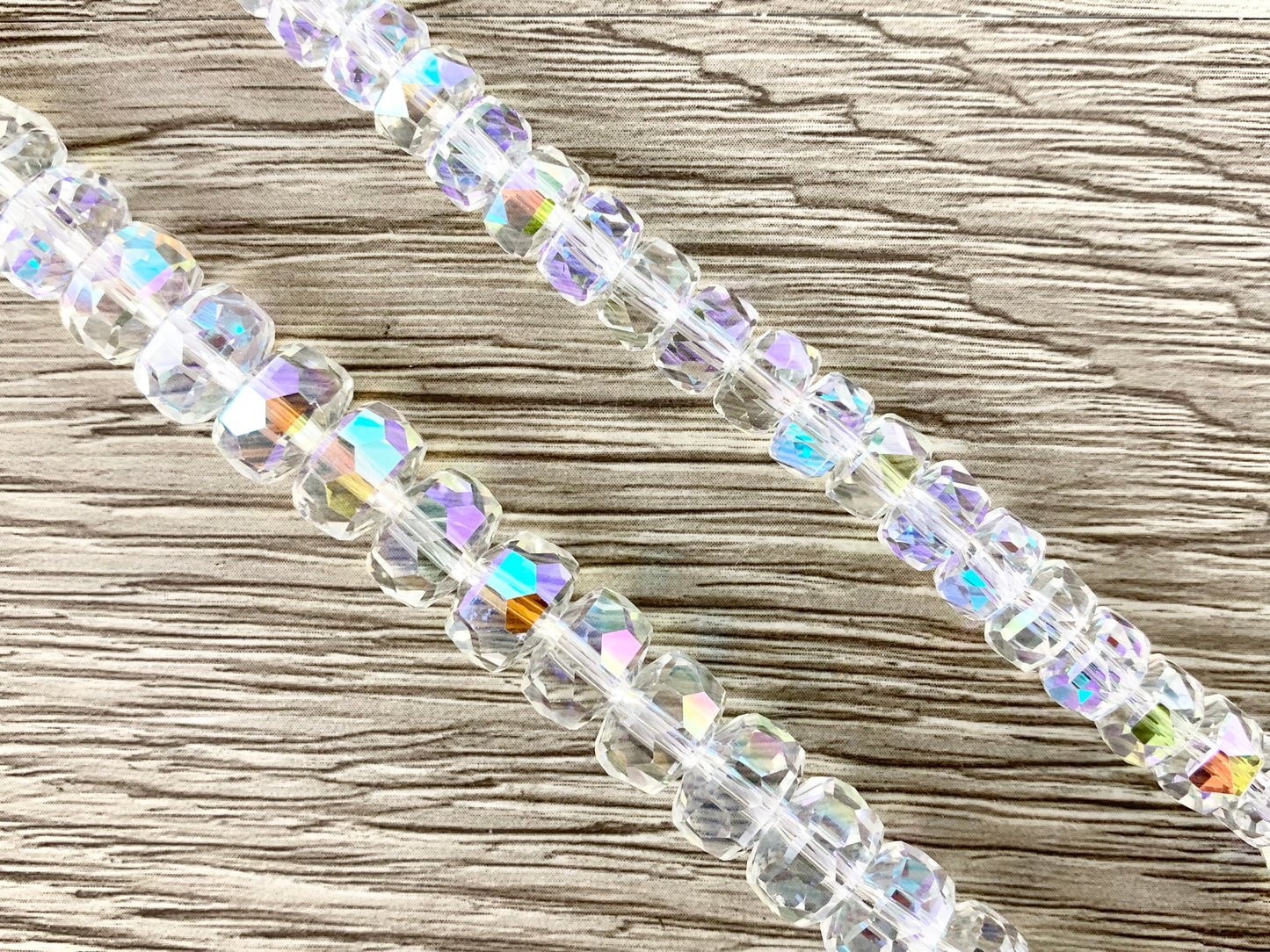 High Quality Crystal Wheel Shape Faceted Super Shiny Clear AB Rondel Crystal Beads Strand Available in 2 Sizes