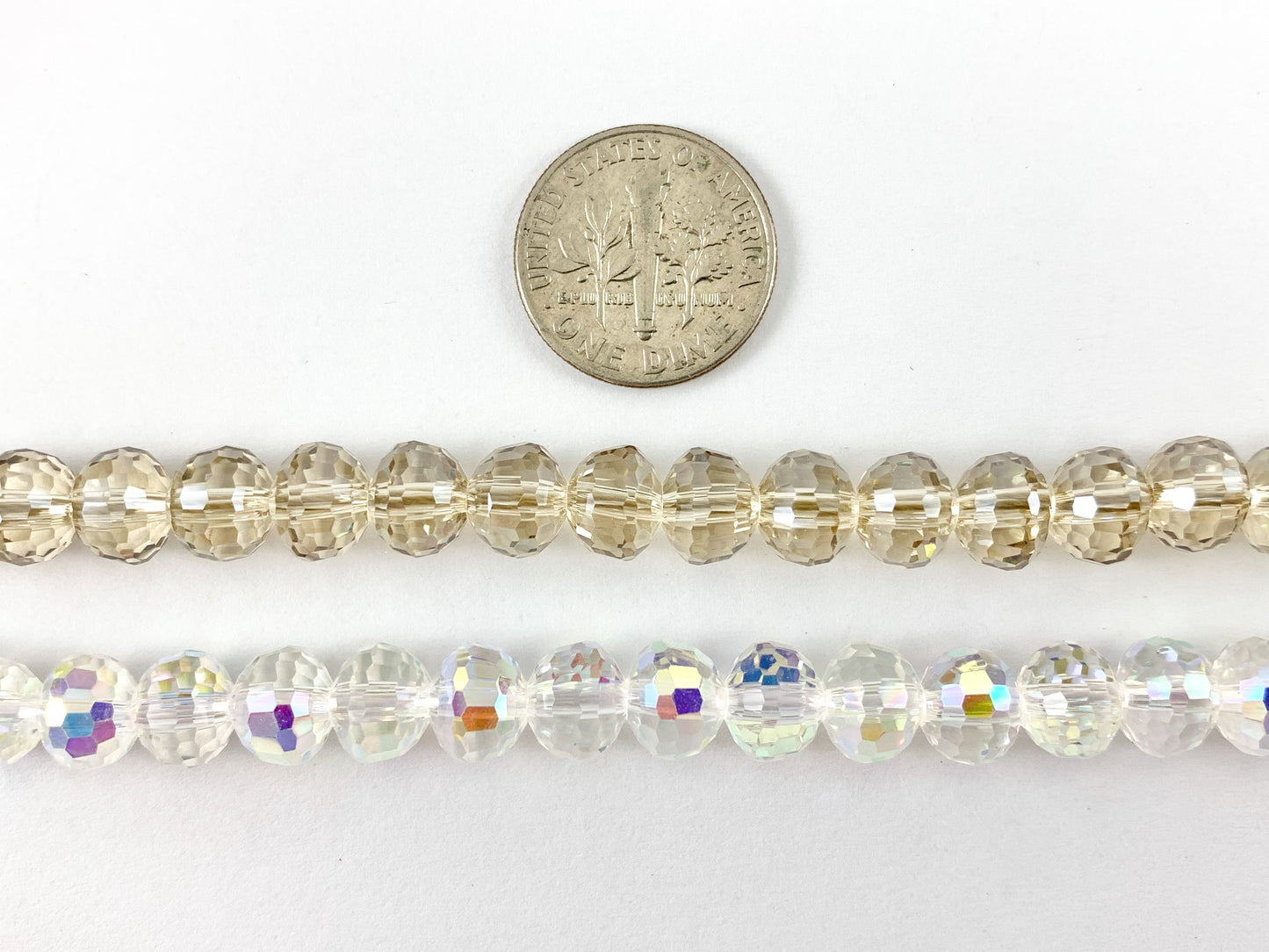 6x7.5mm High Quality Crystal Puffy Rondelle Faceted Super Shiny Rondel Crystal Beads Strand Available in Clear AB & Champagne Color