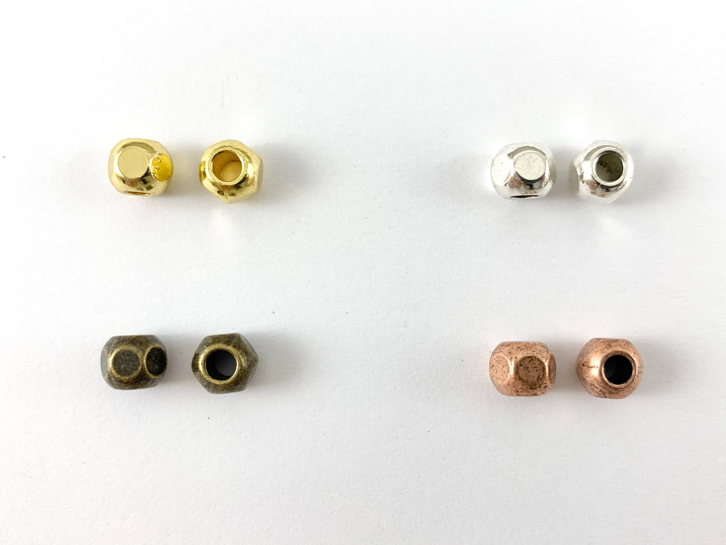 5x7mm Pewter Faceted Round Spacer Beads Large Hole Nugget Space Beads for Jewelry Making Antique Gold, Silver, Bronze, Copper