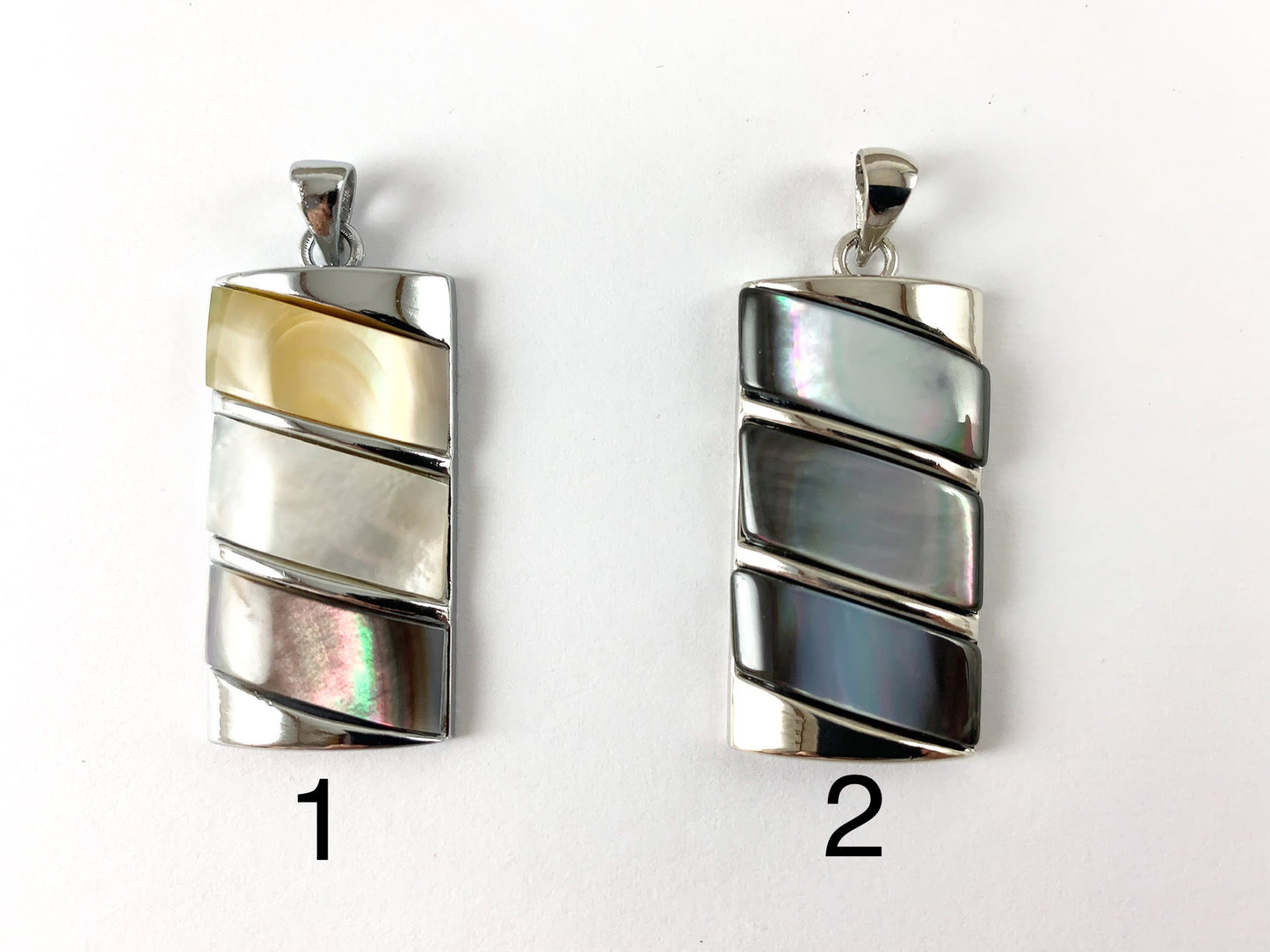 Colorful Shell Rectangle Silver Pendant Natural White Lip/Black Lip Shell/ Yellow Trocas Shell For Jewelry Making and Craft