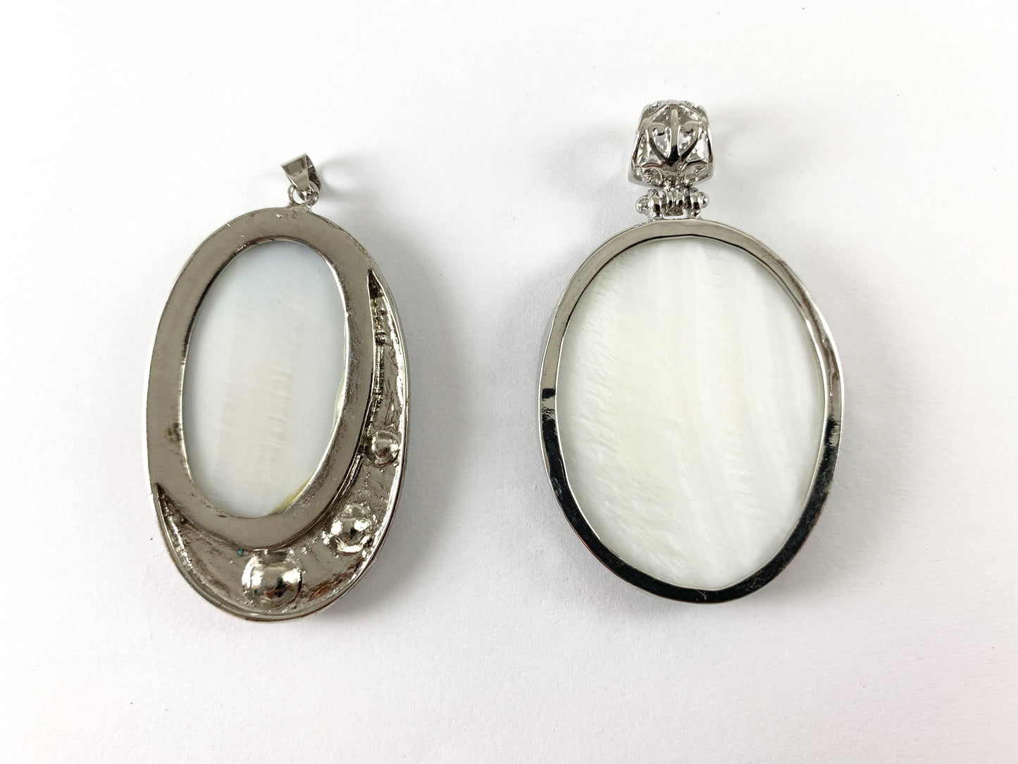 Black Lip Shell Oval Shape Silver Rhinestone Pendant For Jewelry Making and Craft
