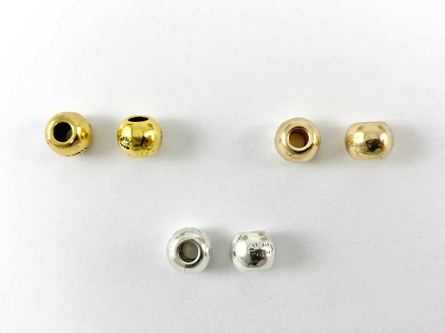 Pewter Shiny Carving Etched Round Spacer Large Hole Beads Rosy Gold, Gold, Silver, Bronze, Copper