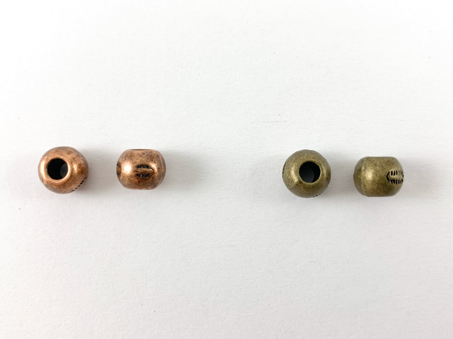 Pewter Shiny Carving Etched Round Spacer Large Hole Beads Rosy Gold, Gold, Silver, Bronze, Copper